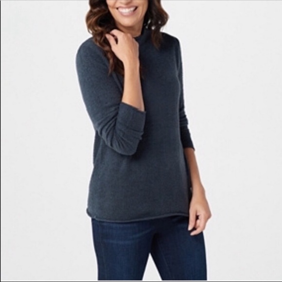 Barefoot Dreams Tops - BAREFOOT DREAM- CozyChic Lite Roll Neck Pullover Top Soft Cozy Knit Indigo Navy